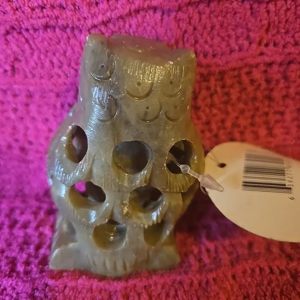 Beautiful Soapstone Owl With Baby Owl Inside Hand Carved 3”x2” Made In India